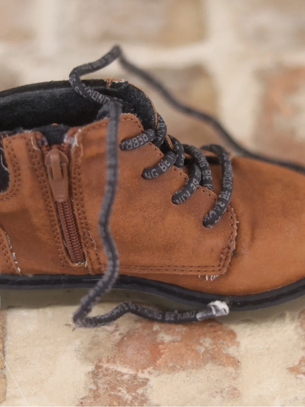 Zara Kids Brown Leather Lace-Up Boots